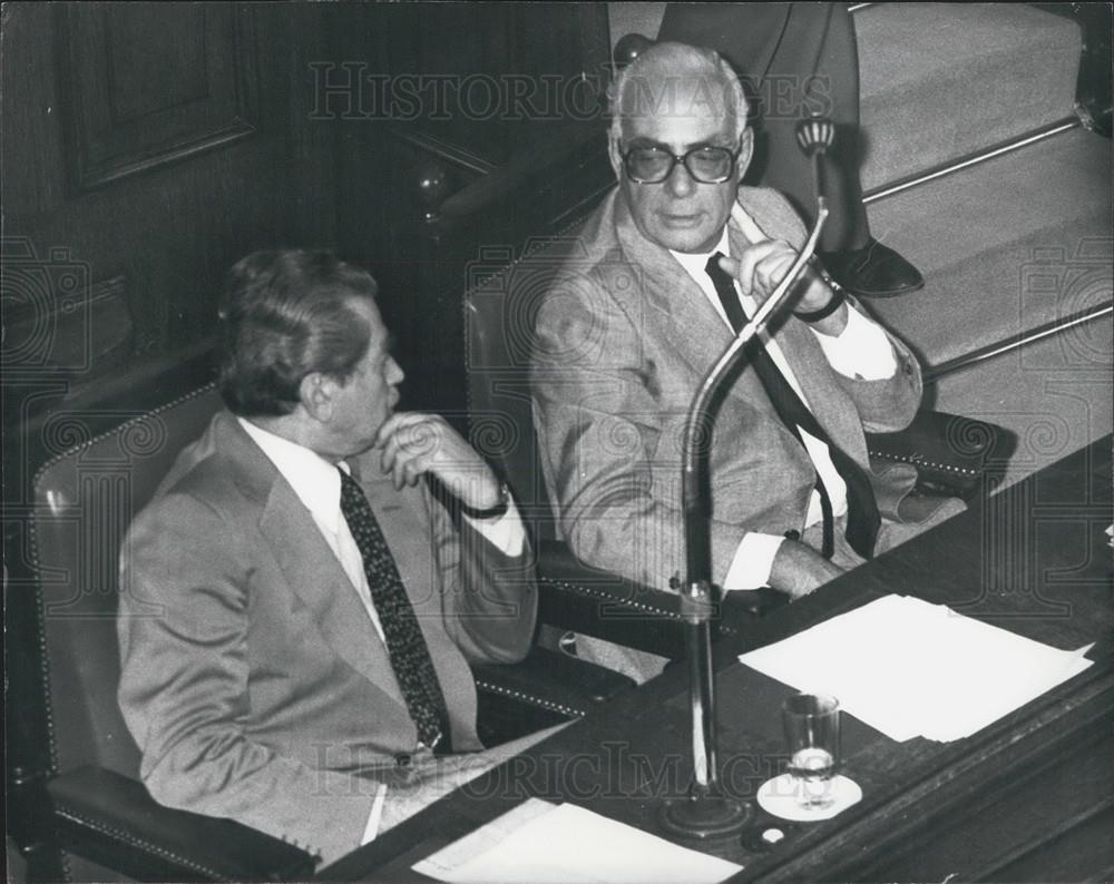 Press Photo George Rallis, right, and Mr. Lacharie, - Historic Images