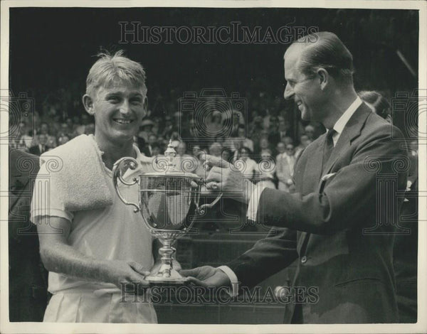 1957 Press Photo Lew Hoad, Duke of Edinburgh, Wimbledon Mens Singles ...