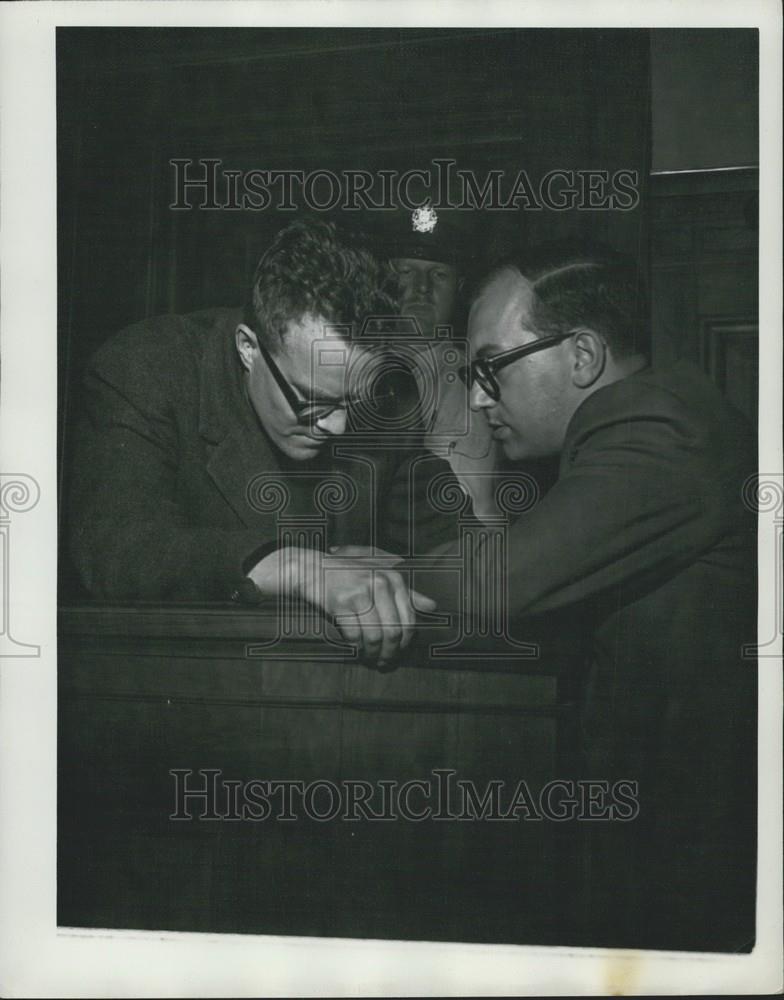 1963 Press Photo George Schoeters with his lawyer. Father of F.L.Q - Historic Images