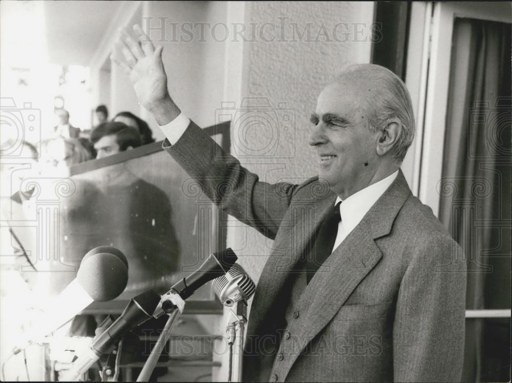 Press Photo Greek Elections Constantine Caramanlis Speech Saloniki - Historic Images