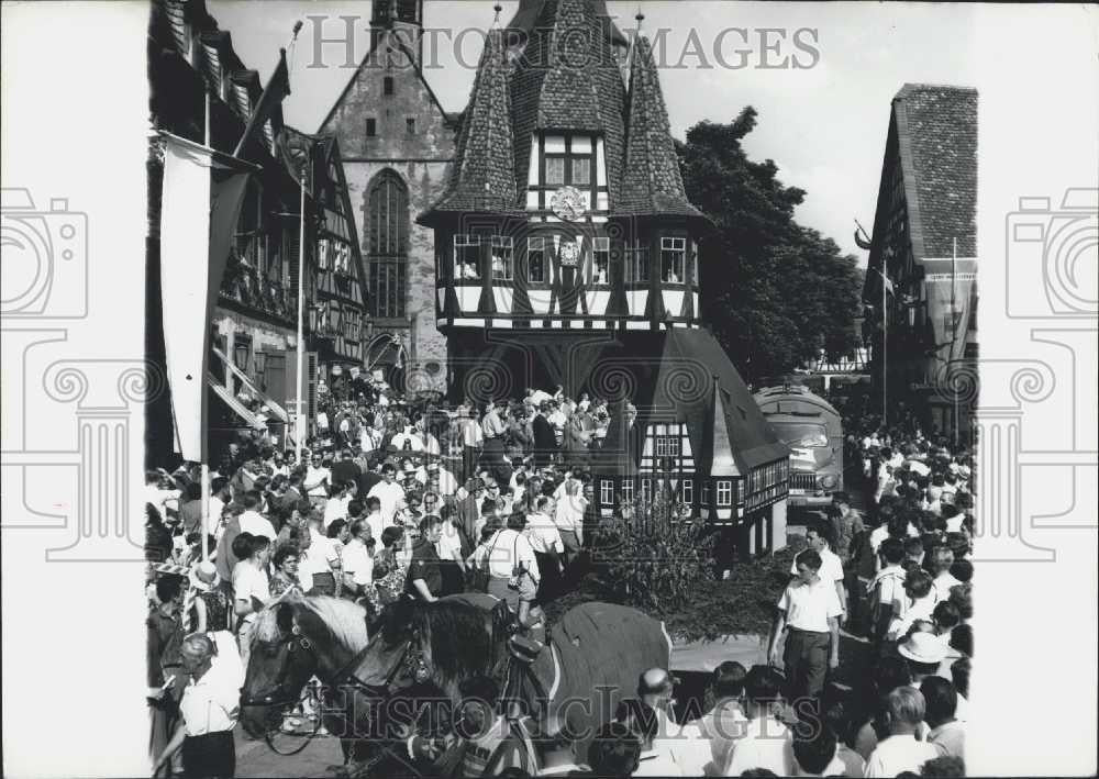 Press Photo Hesse-Day, Michelstadt Town Hall, Germany - Historic Images