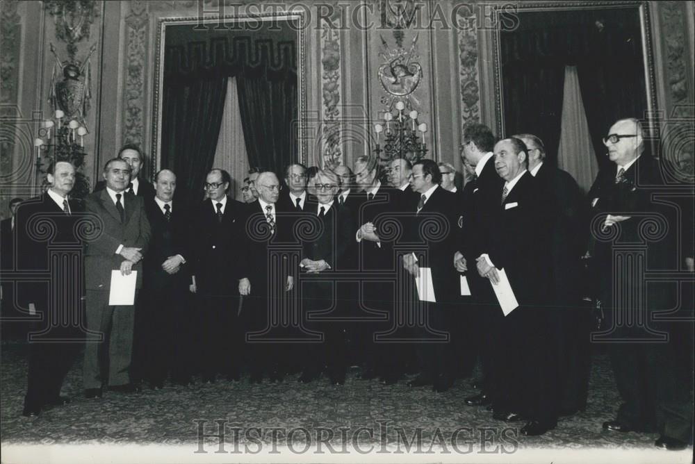 1976 Press Photo Aldo Moro, Giovanni Leone, Quirinale Palace - Historic Images