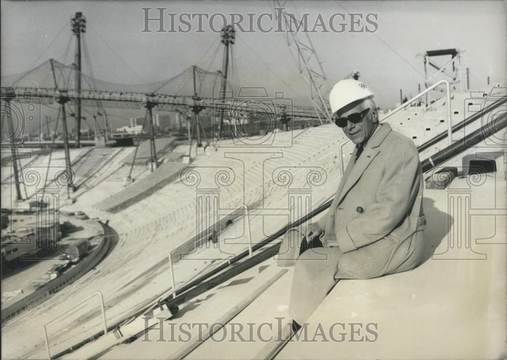 Press Photo Prince Ferdinand of Liechtenstein visits the Olympic building site - Historic Images