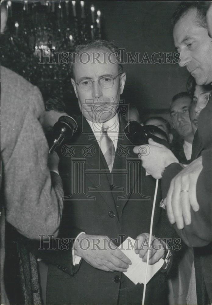 1957 Press Photo Antoine Pinay Elysee Palace French Cabinet Crisis - Historic Images