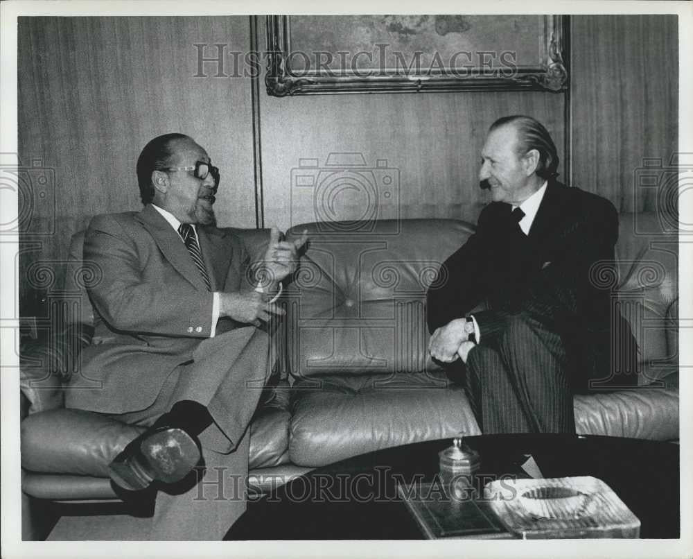 1978 Press Photo Carlos Rafael Rodriguez V.P. Cuba and Kurt Waldheim. - Historic Images