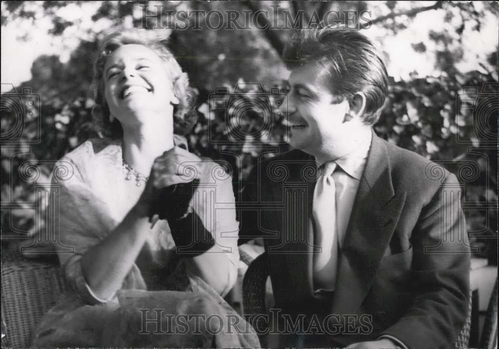 1955 Press Photo French actor Francois Perrier and German actress Marie Schell - Historic Images