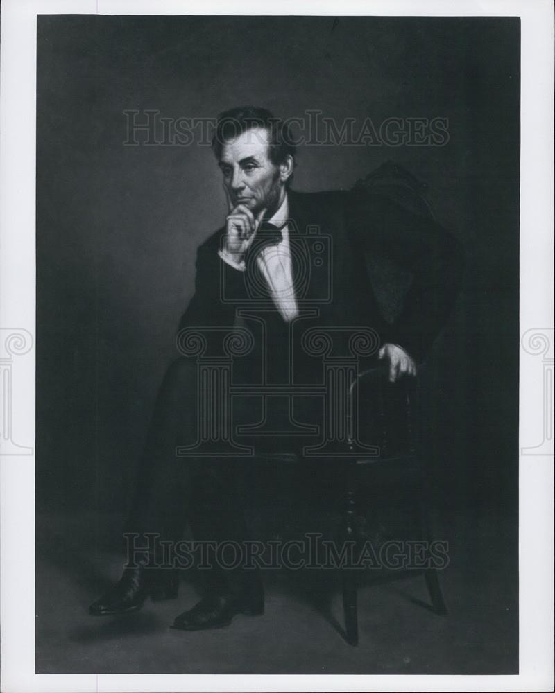 Press Photo Seated Lincoln by George Peter Alexander Healy, 1887. - Historic Images