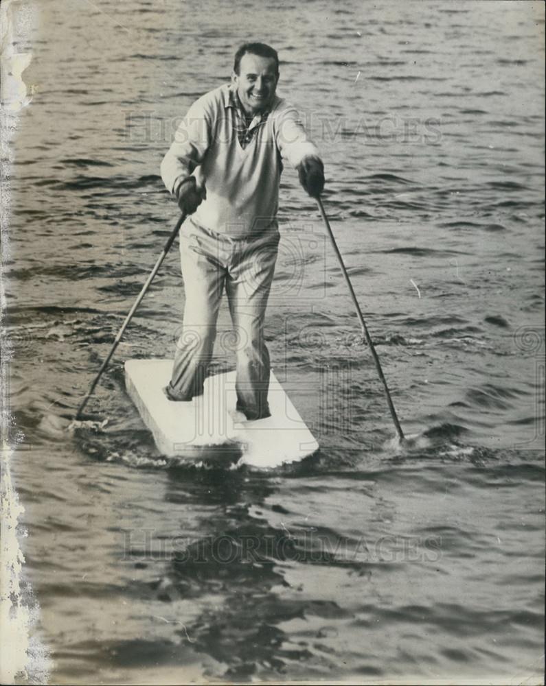 1965 Press Photo Mr. A. Uher has invented kind of ''unsinkable'' water skis - Historic Images