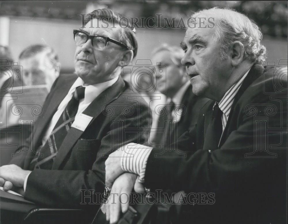 1980 Press Photo Joe Gormley Mick McGahey Minors Union TUC Congress Brighton - Historic Images