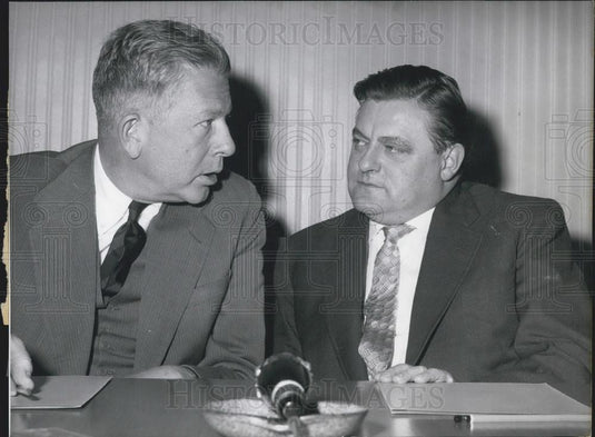 1957 Press Photo US-Secretary Of Defense McElroy & Germany's Strauss - Historic Images