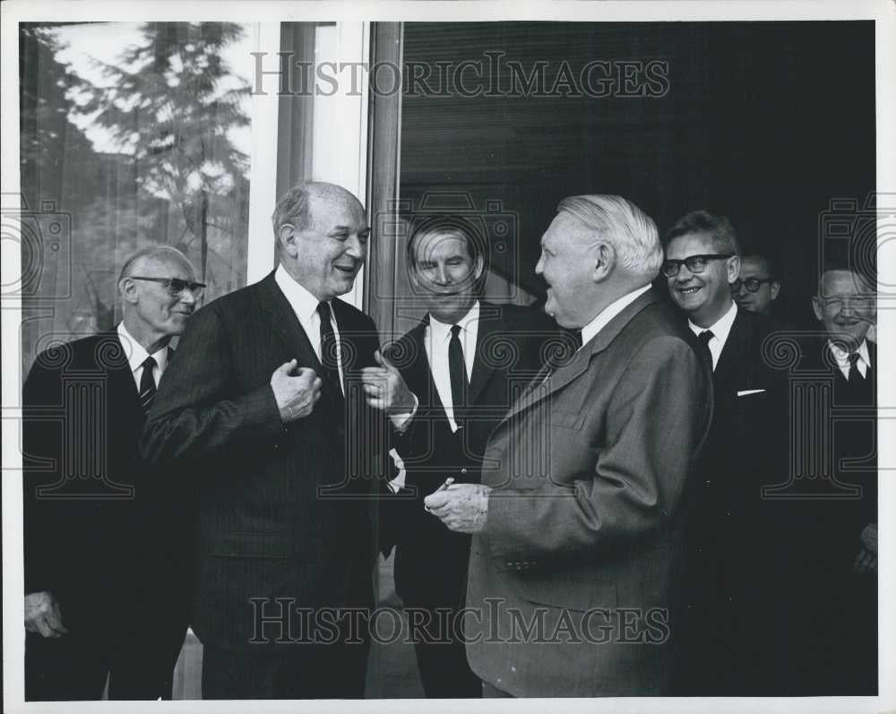 1966 Press Photo Dean Rusk In Germany With Prof. Erhard - Historic Images