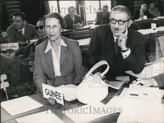 Press Photo Jules Moch & Wife at Socialist Congress Opening In Paris - Historic Images