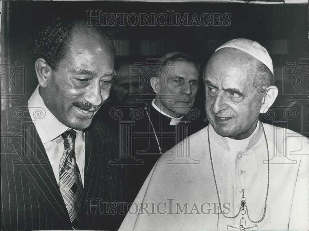 1976 Press Photo Pope Paul VI Visited By Egypt President Anwar El Sadat - Historic Images