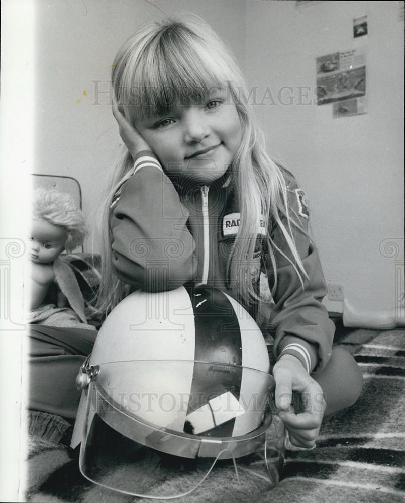 Press Photo Little Karen Avery dressed for the speed world - Historic Images