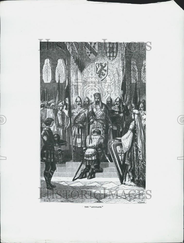 Press Photo A medieval king of France at the knighting ceremony, the ''accolade' - Historic Images