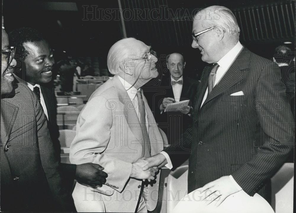 Press Photo Lord Noel-Baker Former Delegate Prime Minister James Callaghan - Historic Images