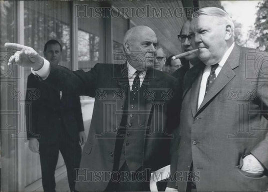 1966 Press Photo McCloy Meets German Chancellor Erhard - Historic Images