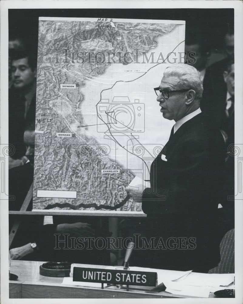 1968 Press Photo Us Complaint Against North Korea-Amb Arthur J Goldberg US Rep - Historic Images