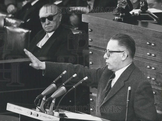 1958 Press Photo Sec of SPD Heinemann & Chancellor Dr. Konrad Adenauer - Historic Images