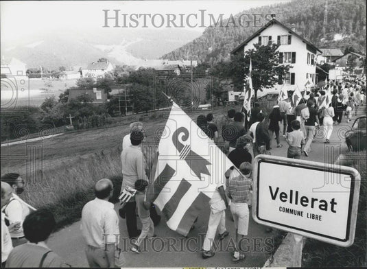 1982 Press Photo March, Festival, Vellerat, Independence, Canton, Berne, Jura - Historic Images