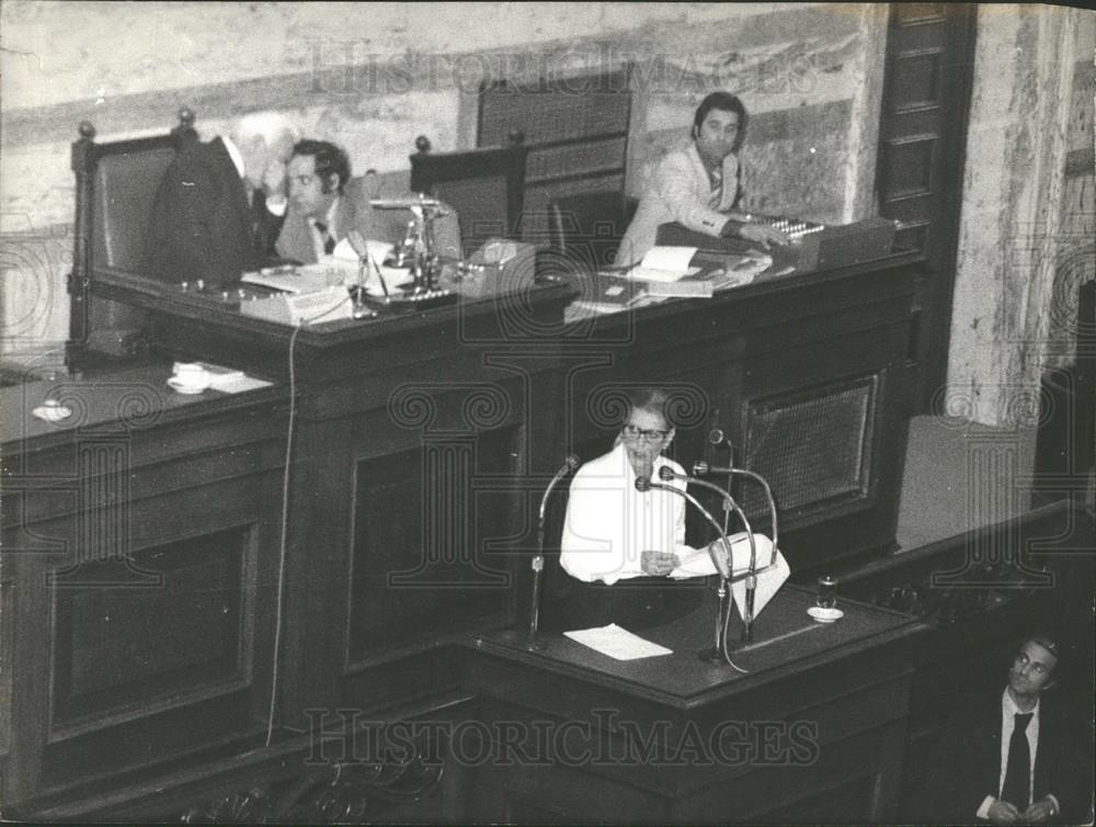 1978 Press Photo Melina Mercouri speaks at the Greek Parliament - Historic Images