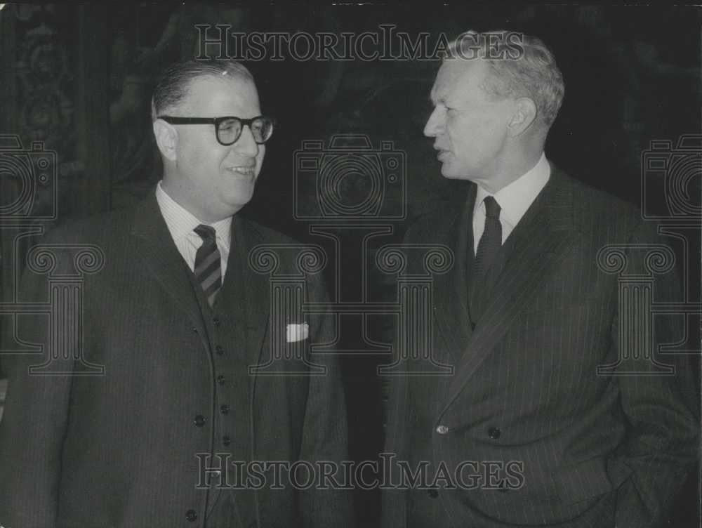 1966 Press Photo Israeli Foreign Minister, Mr. Abba Eban, Couve de Murville - Historic Images