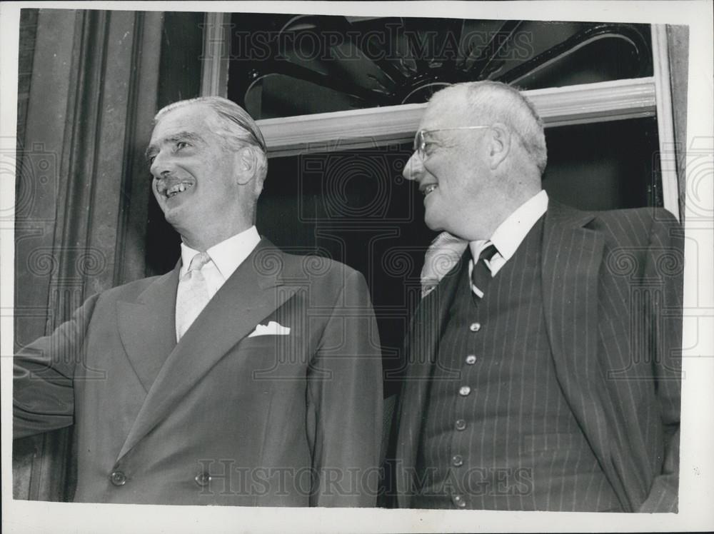 1956 Press Photo John Foster Dulles Meets With Prime Minister Sir Anthony Eden - Historic Images