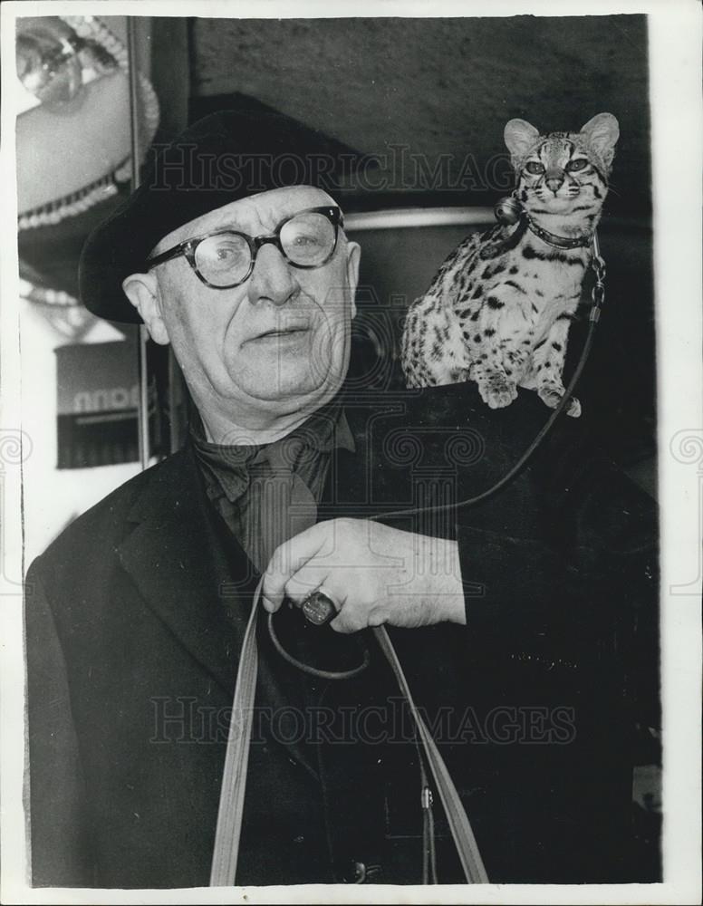 1962 Press Photo An artist from Hamburg  and his pet midget tiger - Historic Images