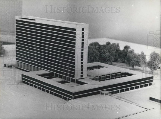 1959 Press Photo Hospital design by Hamburg architect Werner Kallmorgan - Historic Images