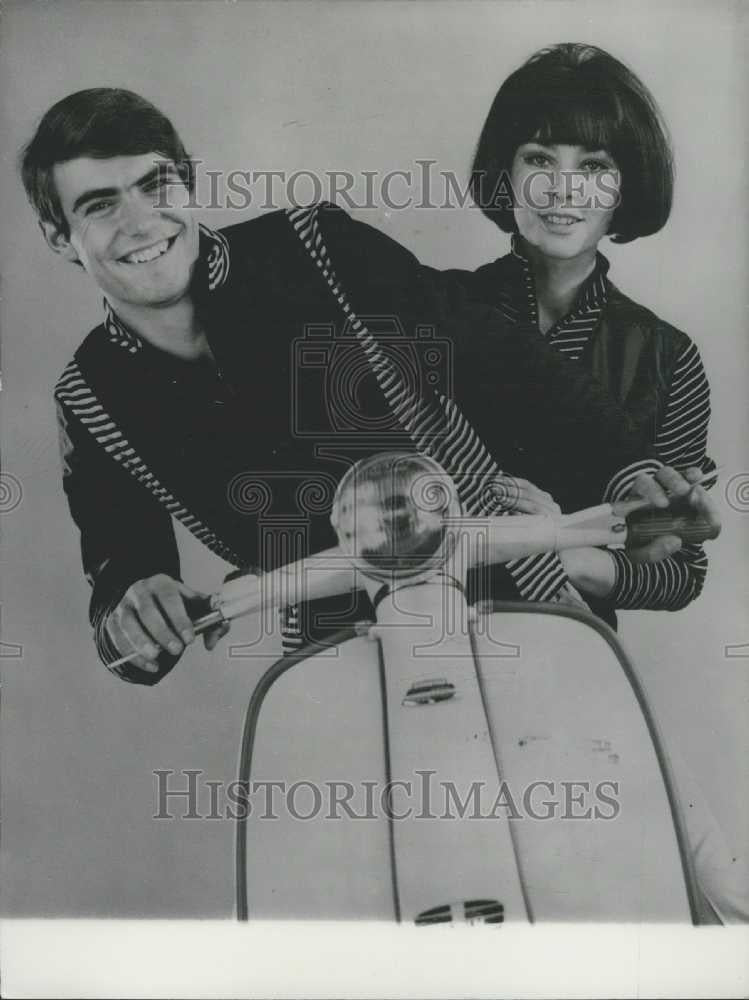 Press Photo French Designer Nylfrance Scooter Driving Teenager Pullovers - Historic Images