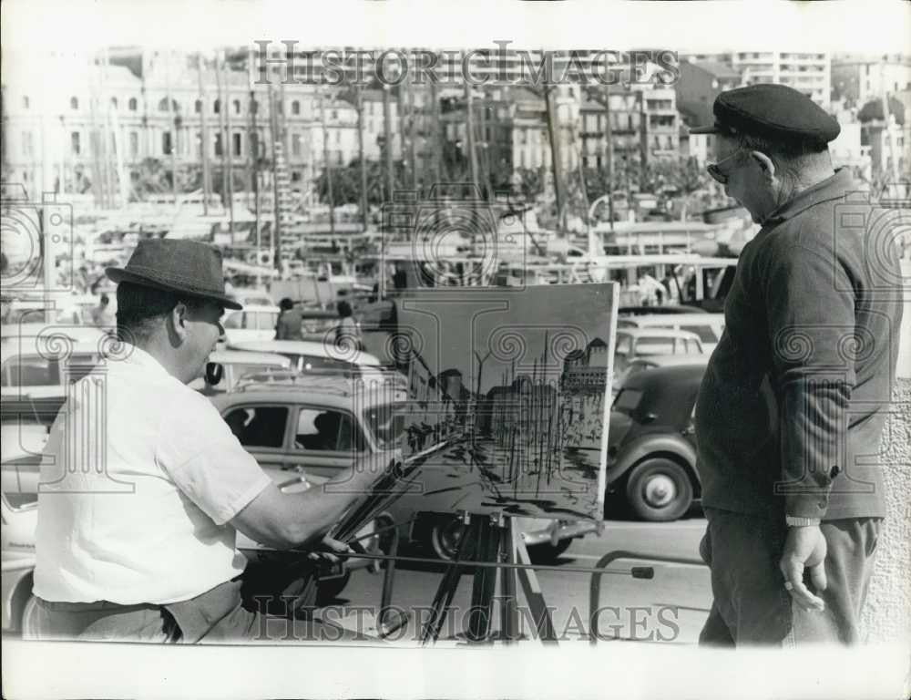 Press Photo Ex-Detective Sergeant Edmund Murray Paints On Riviera - Historic Images