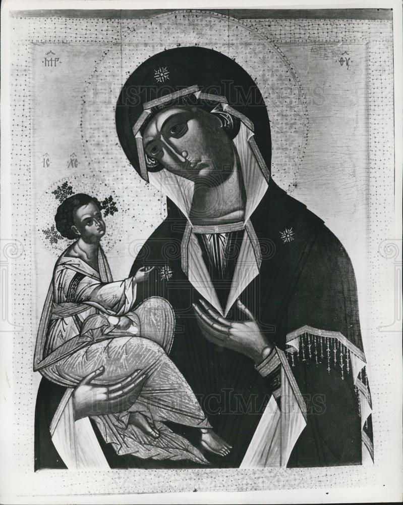 1950 Press Photo School of Moscow painting&quot;The Virgin and Child of Georgia &quot; - Historic Images