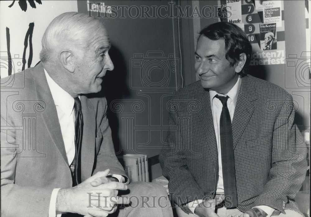 Press Photo Dr. Bernhard Grzimek &amp; Horst Stern At Frankfurt Book Fair - Historic Images