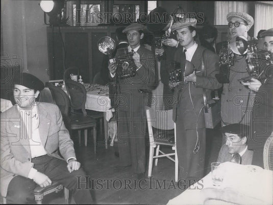 1953 Press Photo Jimmy Caillard Singer Actor Wears Cap Press Photographers - Historic Images