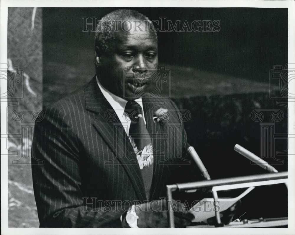 Press Photo President Danial Arap Moi Kenya Addresses United Nations New York - Historic Images