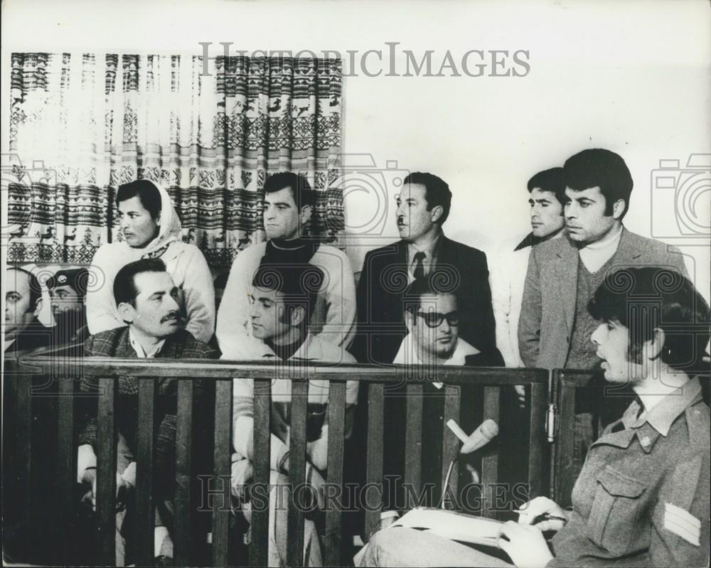 1972 Press Photo Arabs Accused of membership In Fatah Sabotage Unit In Dock At M - Historic Images