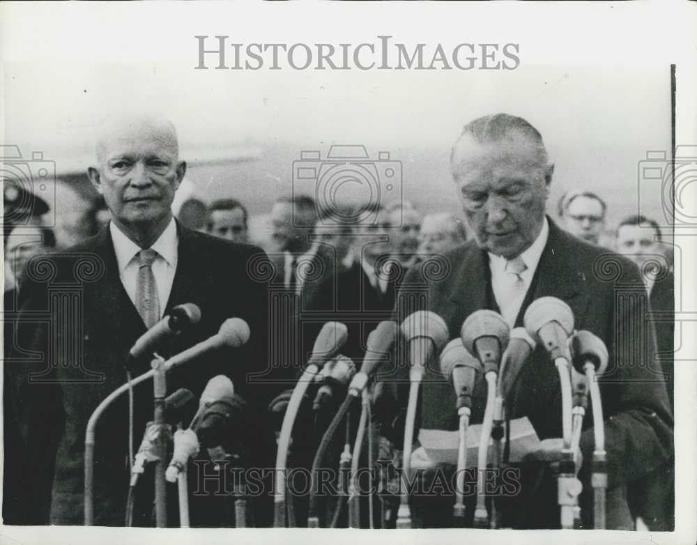 Press Photo Pres. Eisenhower Arrives In Bonn ,Chancellor Dr. Adenauer - Historic Images