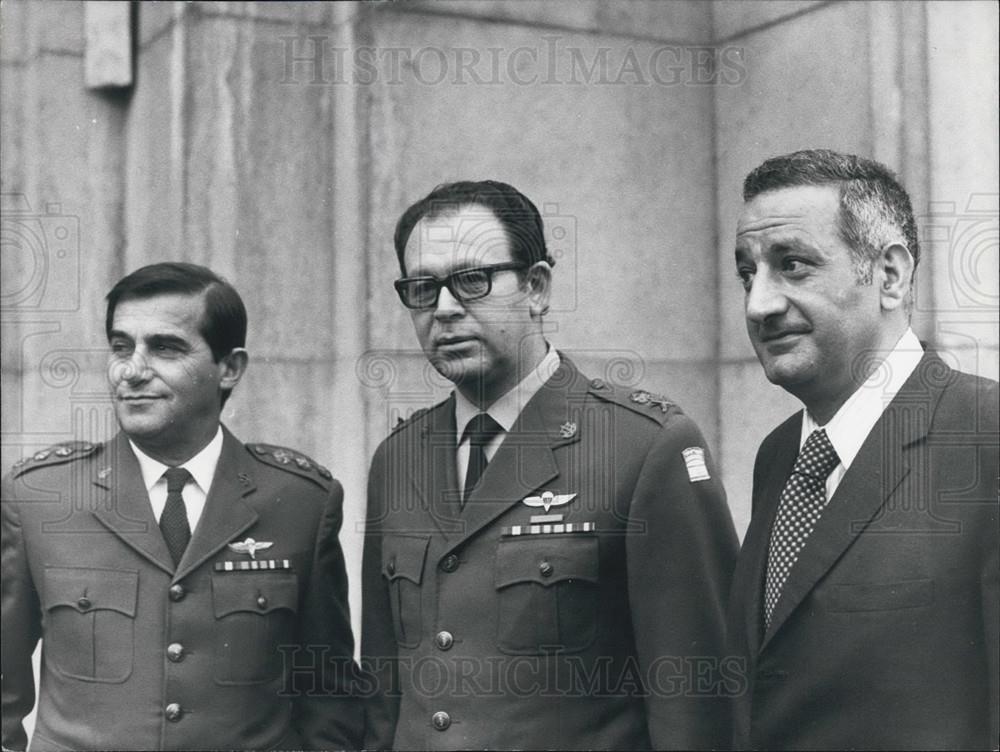 1974 Press Photo Geneva Conf on Middle East-Colonel Sion/General Gur/David Ramin - Historic Images
