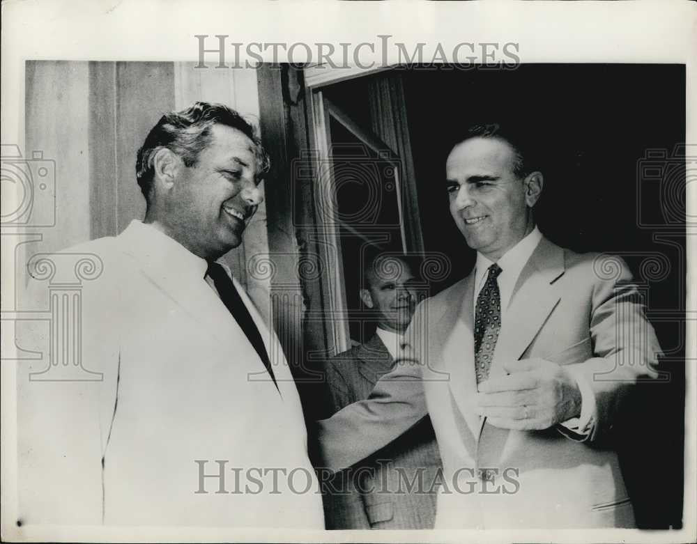 1956 Press Photo Shepilov Soviet Foreign Minister Greece Karamanlis Prime Athens - Historic Images