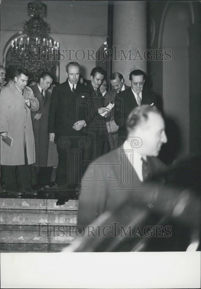 1957 Press Photo M. Antoine Pinay Elysee Palace Parliament France - Historic Images