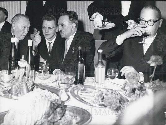 1958 Press Photo Chancellor Adenauer Vice President Mikoyan Heinrich Brentano - Historic Images