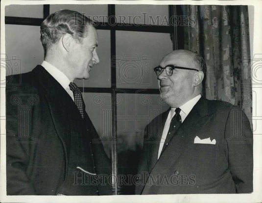1957 Press Photo M. Spaak Talks With Mr. Duncan Sandys - Historic Images