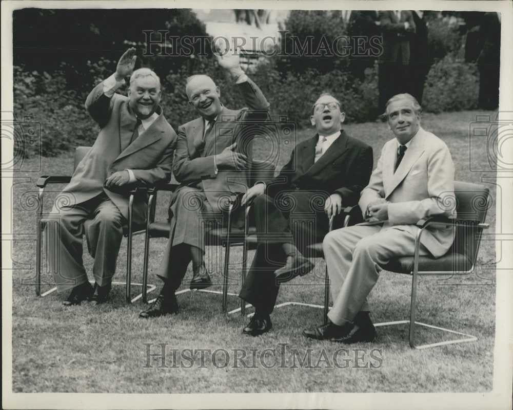 1955 Press Photo Marh Bulganin; Pres Eisenhower M. Edgar Faure and Sir Anthony - Historic Images