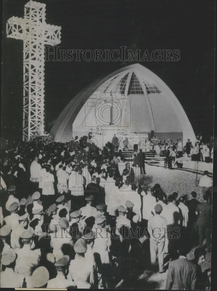 1955 Press Photo General View Open Air Mass International Eucharistic Congress - Historic Images