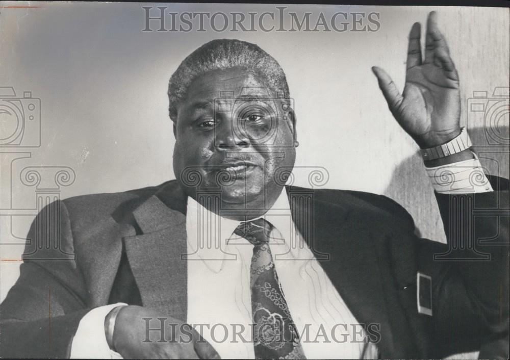 1977 Press Photo Joshua Nkomo Leader Of The Patriotic Front Press Conference - Historic Images