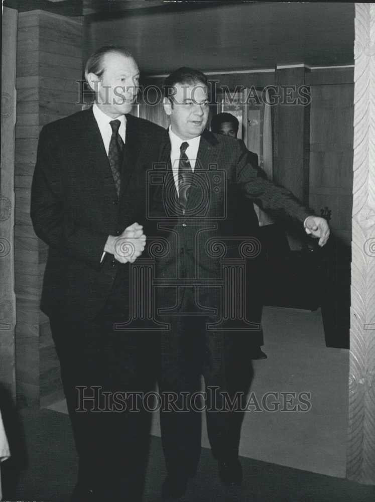 1973 Press Photo Kurt Waldheim and Peter Mladenov, Bulgarian Foreign Minister. - Historic Images