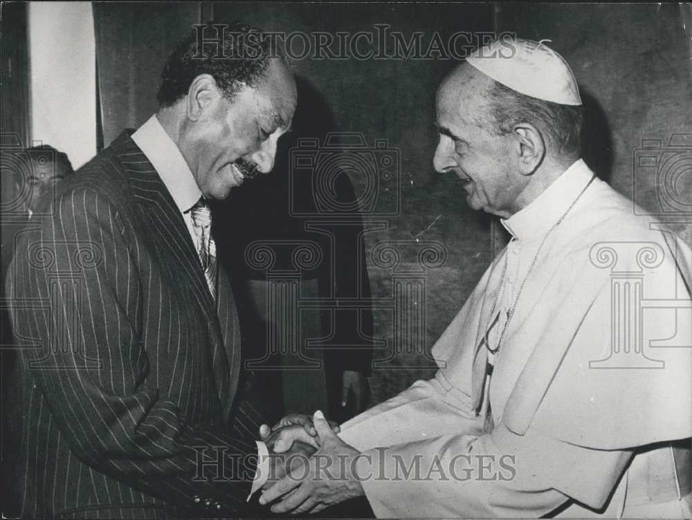 1976 Press Photo Pope Paul VI Meets With President Sadat - Historic Images