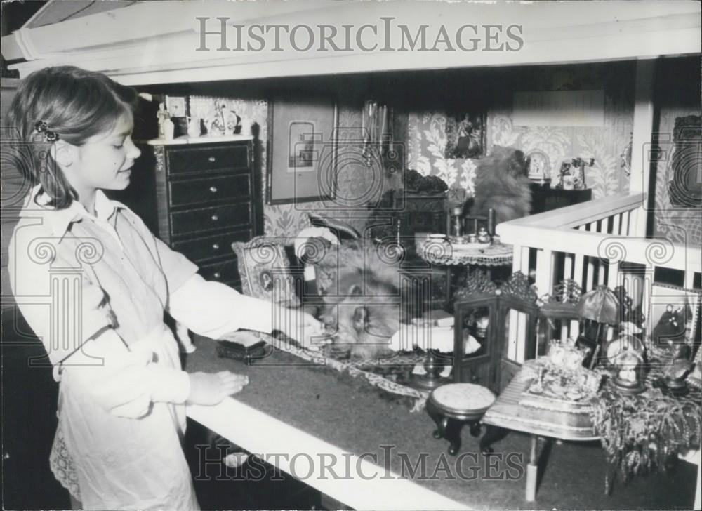 Press Photo 9 year old Natalie Hall, self appointed home help to the dogs - Historic Images