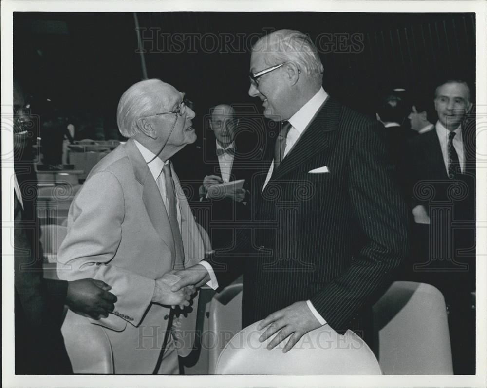 Press Photo Lord Noel-Baker &amp; British Premier James Callaghan - Historic Images