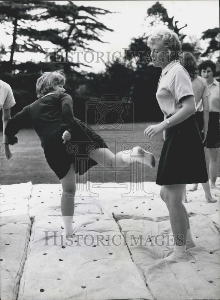 Press Photo St. Christopher&#39;s girls Practice Judo - Historic Images